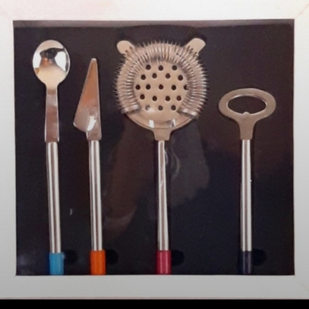 Royal Doulton Metal Mixing Bar Set Drinks cocktail party entertain 4 pc set NWT